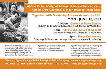 Come to Court with Vietnamese Survivors of Agent Orange